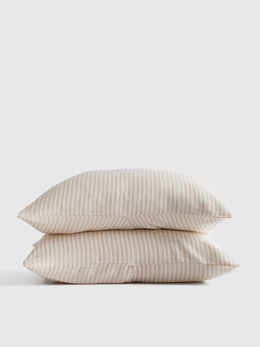 Quince European Linen Stripe Sham Set in Natural/White, King